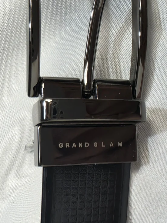 Grand Slam Black Mens Size 42 Textured Leather Belt with Silver Tone - Picture 2 of 7